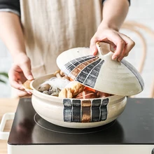 Японский стиль древняя глиняная посуда для заварки Кастрюля Сковорода для кассероле Бытовая газовая термостойкая для супа риса сковорода