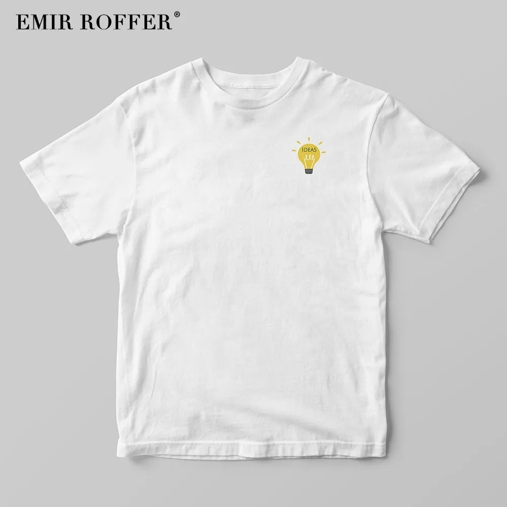 

EMIR ROFFER Idea Lamp Bulb Funny T Shirts Women White Cotton Tshirts Tee Shirt Cute Kawaii Female T-shirt Summer Tops