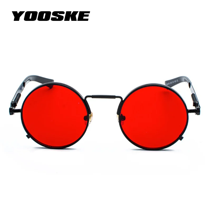 YOOSKE ретро круглые стимпанк Солнцезащитные очки для мужчин и женщин Роскошные брендовые дизайнерские металлические паровые панковские солнцезащитные очки щитки винтажные очки