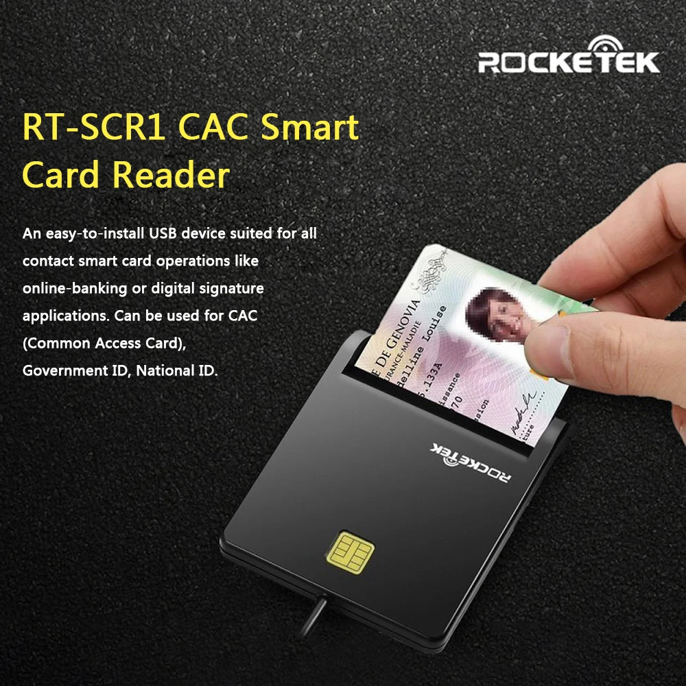 Rocketek DOD Military CAC смарт-карта USB ридер с адаптером sim-карты Совместимость с Windows 10/8/7/XP/Vista сервер 2003/2008