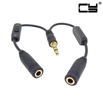 

Jimier Stereo Male 3.5mm to Double 3.5mm Female Audio Headphone Y Splitter Adapter Cable with Volume Switch Black