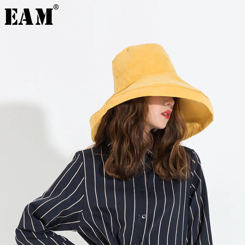 

[EAM] 2019 Fashion All-match Women Hats Casual Korean Sunscreen Foldable Japanese Style Hats Sun Hat Women YA055