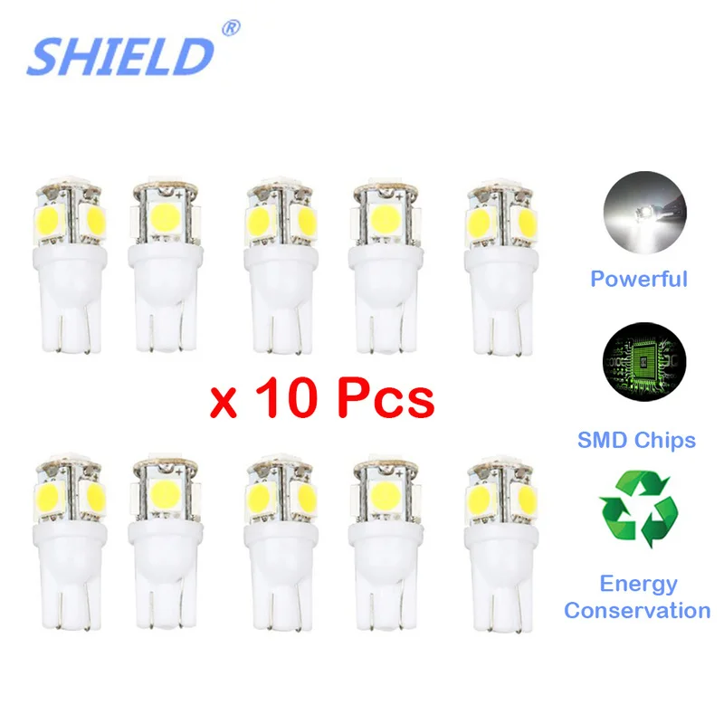 10 шт. Led Автомобильный DC 12 В лампада светильник T10 5050 супер белый 194 168 W5w T10 Светодиодные парковочные лампы Авто клинообразный габаритный фонарь щит