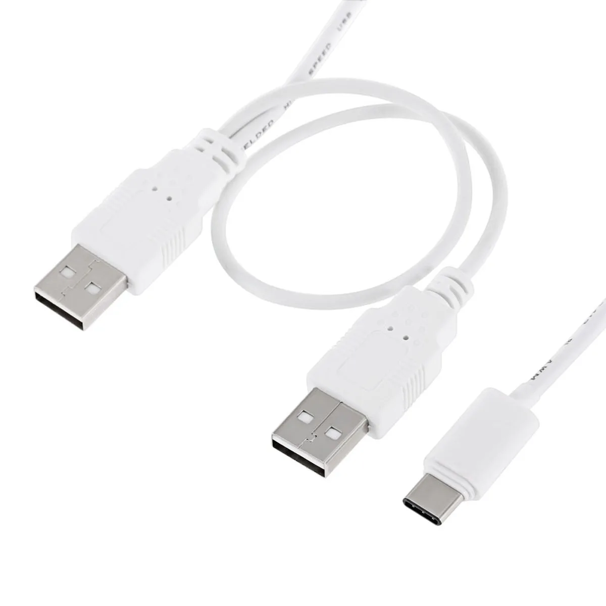 Cablecc USB 3.1 Type C USB-C to Dual USB2.0 Type-A Male Extra Power Data Y Cable for Cell Phone & Hard Disk