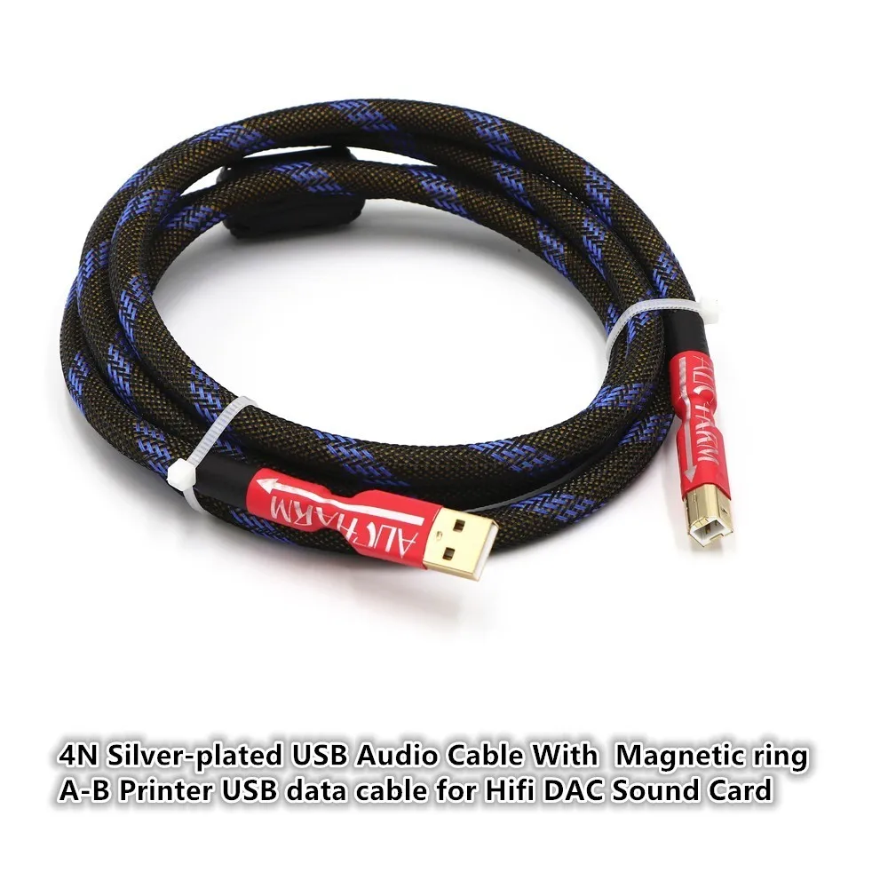 4N посеребренный USB аудио кабель с магнитным кольцом для принтера передачи данных