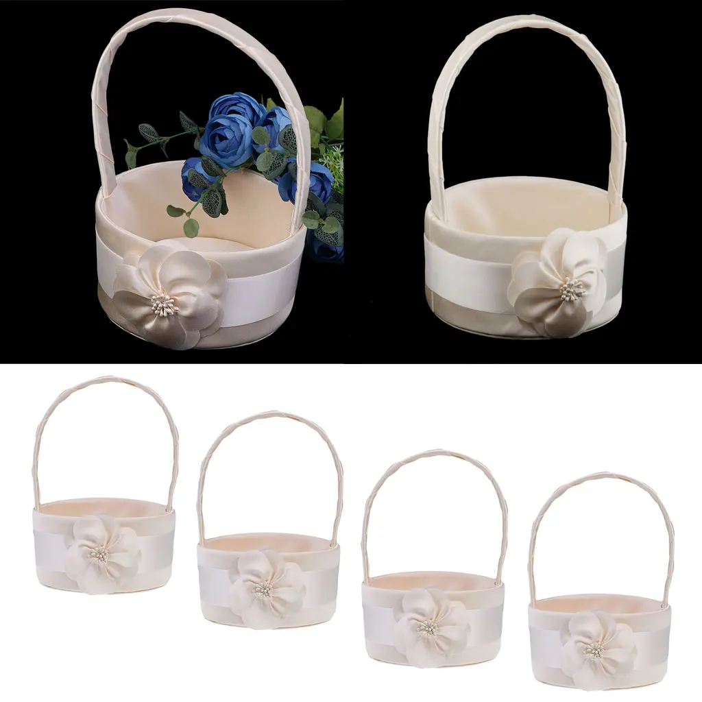 Hot Sale 4pcs Set Elegant Champagne Satin Floral Bud Flower Girl