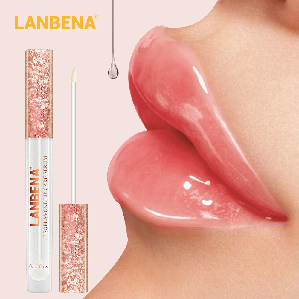 LANBENA Lsoflavone Сыворотка для ухода за губами Блеск для губ маска+ Сыворотка для роста ресниц 7 дней удлинитель ресниц длиннее полнее 2 шт