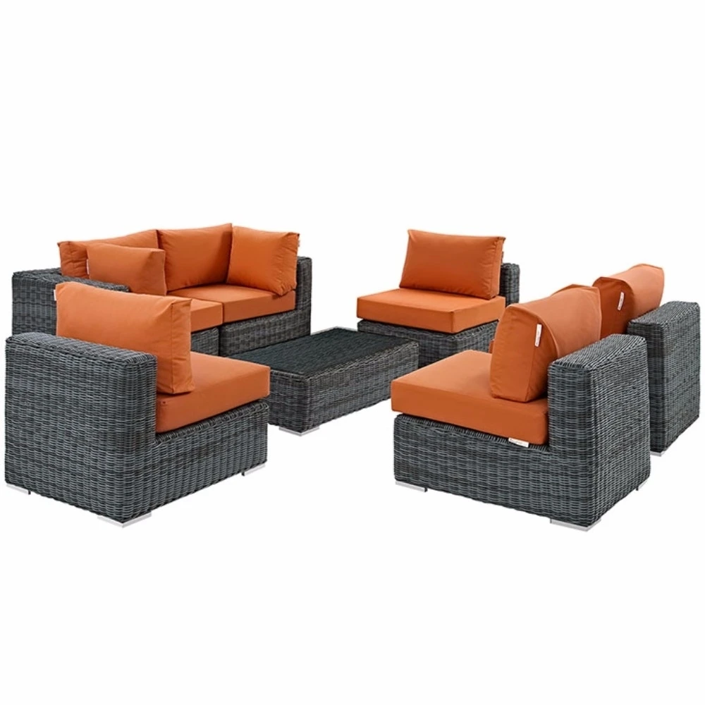 Summon 7 Piece Outdoor Patio Sunbrella Sectional Set Canvas Tuscan EEI-1897-GRY-TUS-SET | Мебель