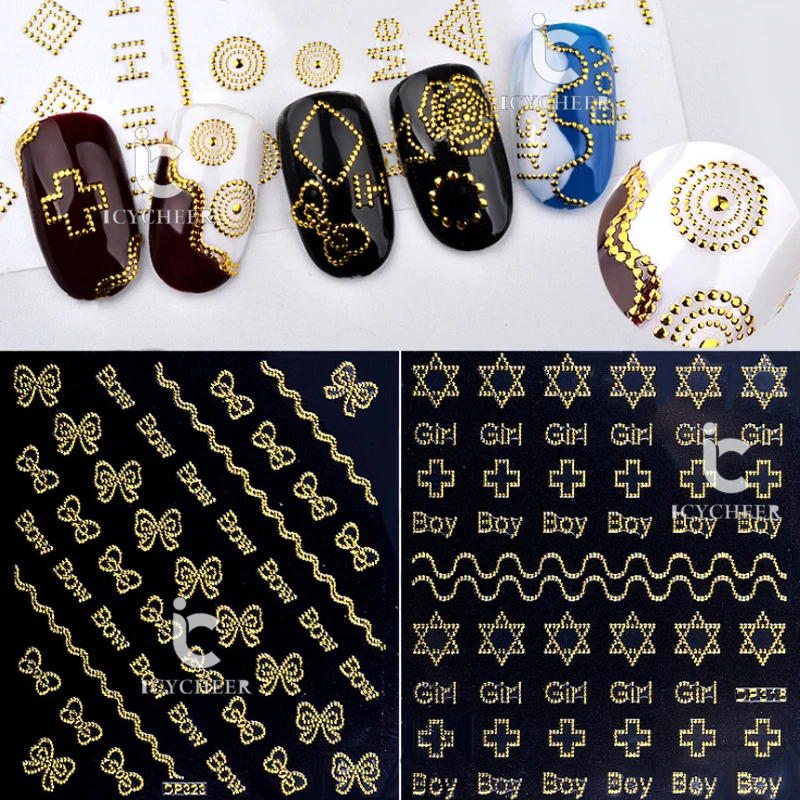 

ICYCHEER Flower Heart Pattern 3D Nail Art Stickers Design Manicure Decal Decoration Strip Nail Art Tips