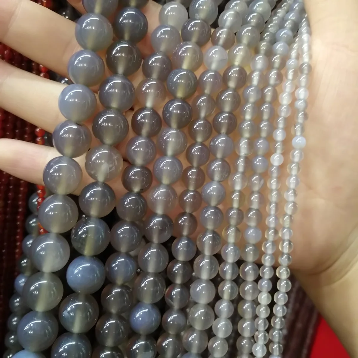 

Wholesale Round Gray Agat Natural Stone Beads For Jewelry Making DIY Bracelet Necklace Material 4/ 6/8/10/ 12 mm Strand 15''