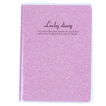

PVC Cover Pink Glitter Powder Decor Diary Memo Book Notepad 80 Sheets