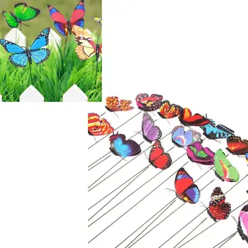 

Set of 24 Garden Yard Planter Colorful Flying Butterfly Stakes Garden Decorating Stakes