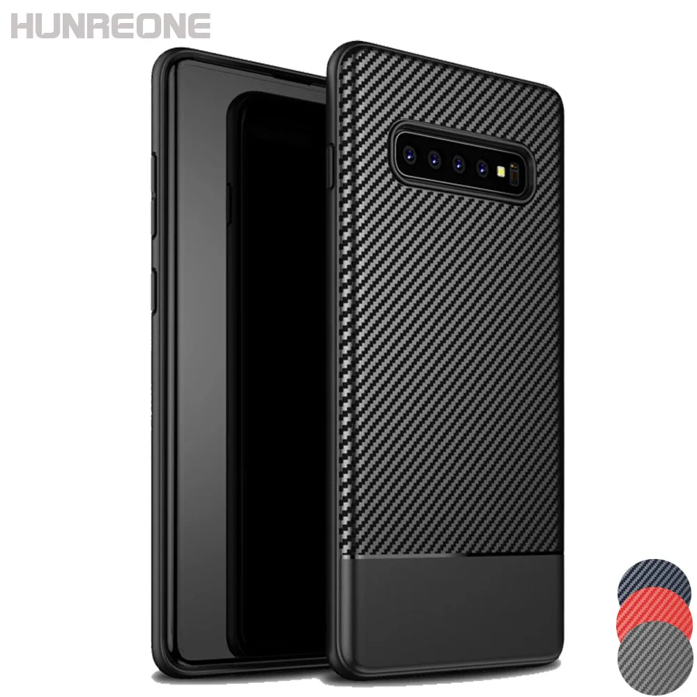 Чехол из углеродного волокна Hunreone чехол бампер ТПУ для Samsung Galaxy S10 Plus Lite S8 S9 Note 8