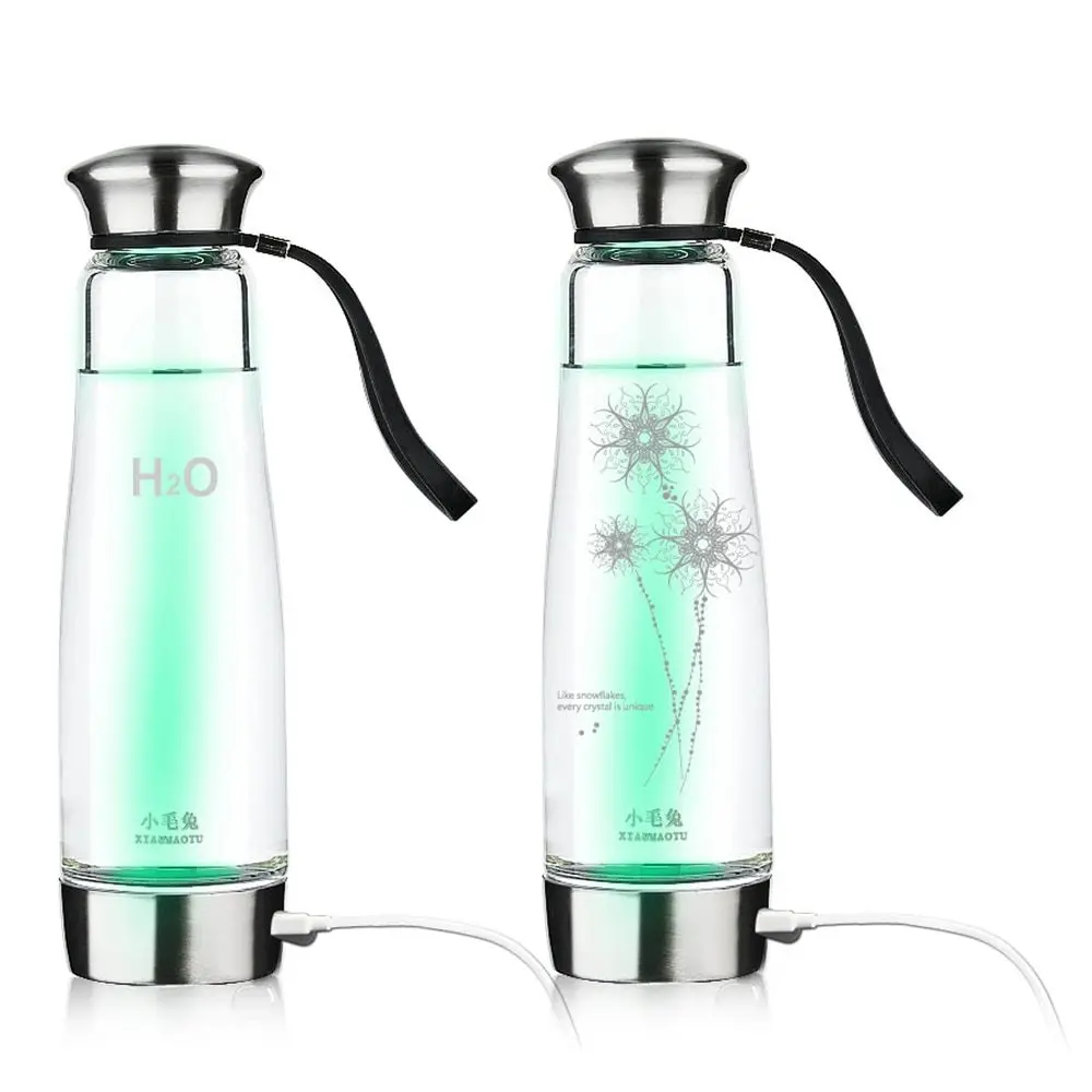 

500ml Portable Hydrogen Rich Water Maker Ionizer Generator Anti Aging Water Bottle Colorful Light