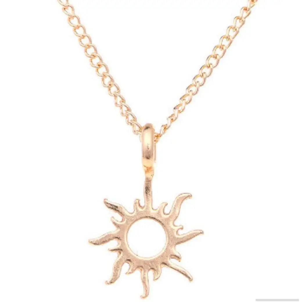 

Fashion Sun Shaped Pendant Alloy Women Necklace 45cm/17.7inch Link Chain Jewelry Gift 5cm/2.0inch