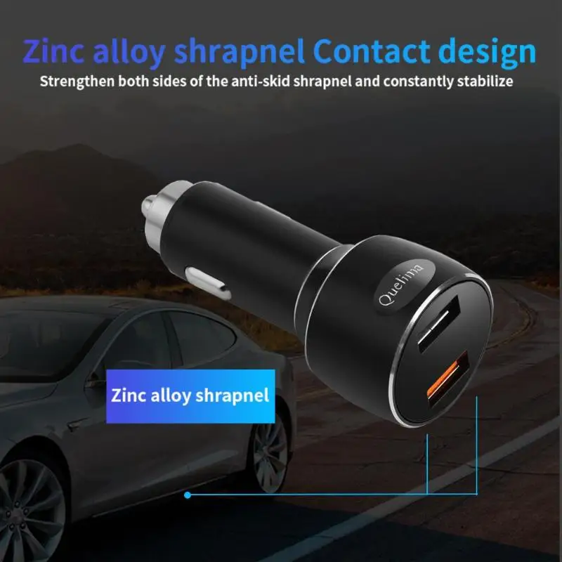 Черный/серый Quelima Dual 2 USB порт QC3.0 быстрая зарядка автомобильное зарядное