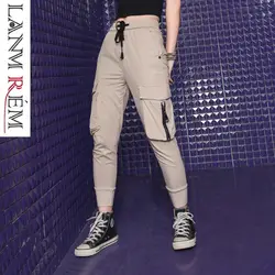 LANMREM 2019 весенне-летние брюки для женщин Новая мода эластичный пояс Повседневная Личность молния лодыжки длина брюки горячие YG998