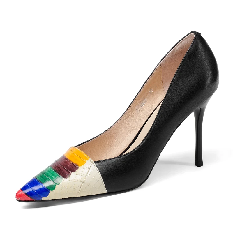 

Genuine Leather Slip-on Women Pumps 8 CM High Heels Summer Style Dress Shoes Sexy Ladies Woman Stiletto Box Packing c1803