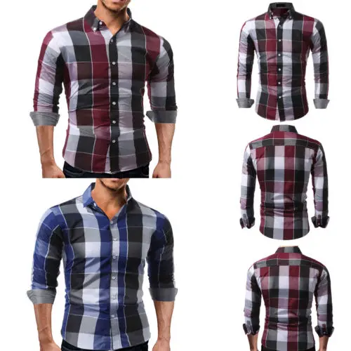 

Mens Plaid Cotton Lumberjack Tartan Check Shirt Brushed Cotton Casual Tops New