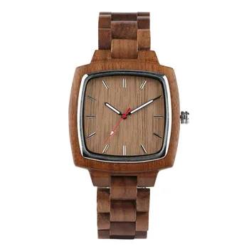 

Timekeeper Mens Watches Top Brand Luxury Quartz Watch Movement Natural Real Wood Watch for Men Business Square Wooden Watches