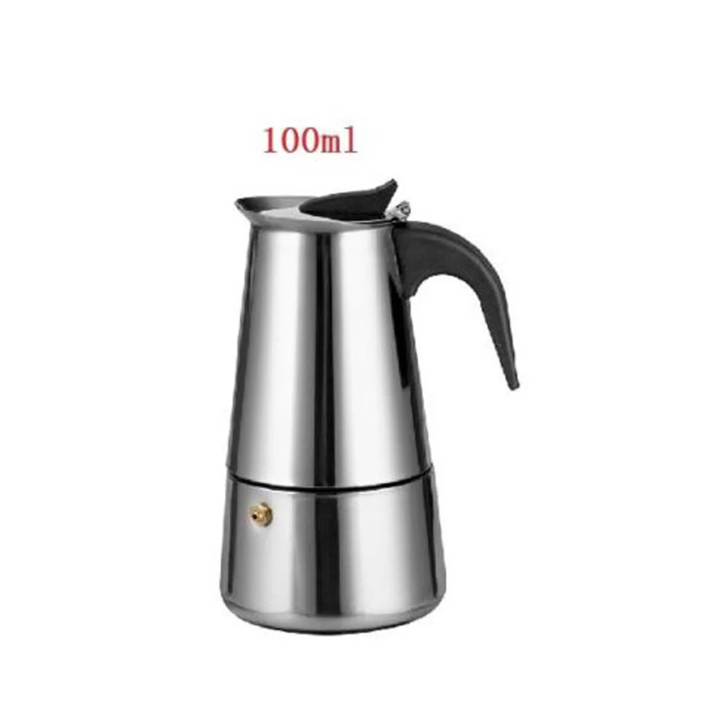

Silver Stainless Steel Stovetop Moka Espresso Coffee Maker Pot Induction Cooker Cafetera