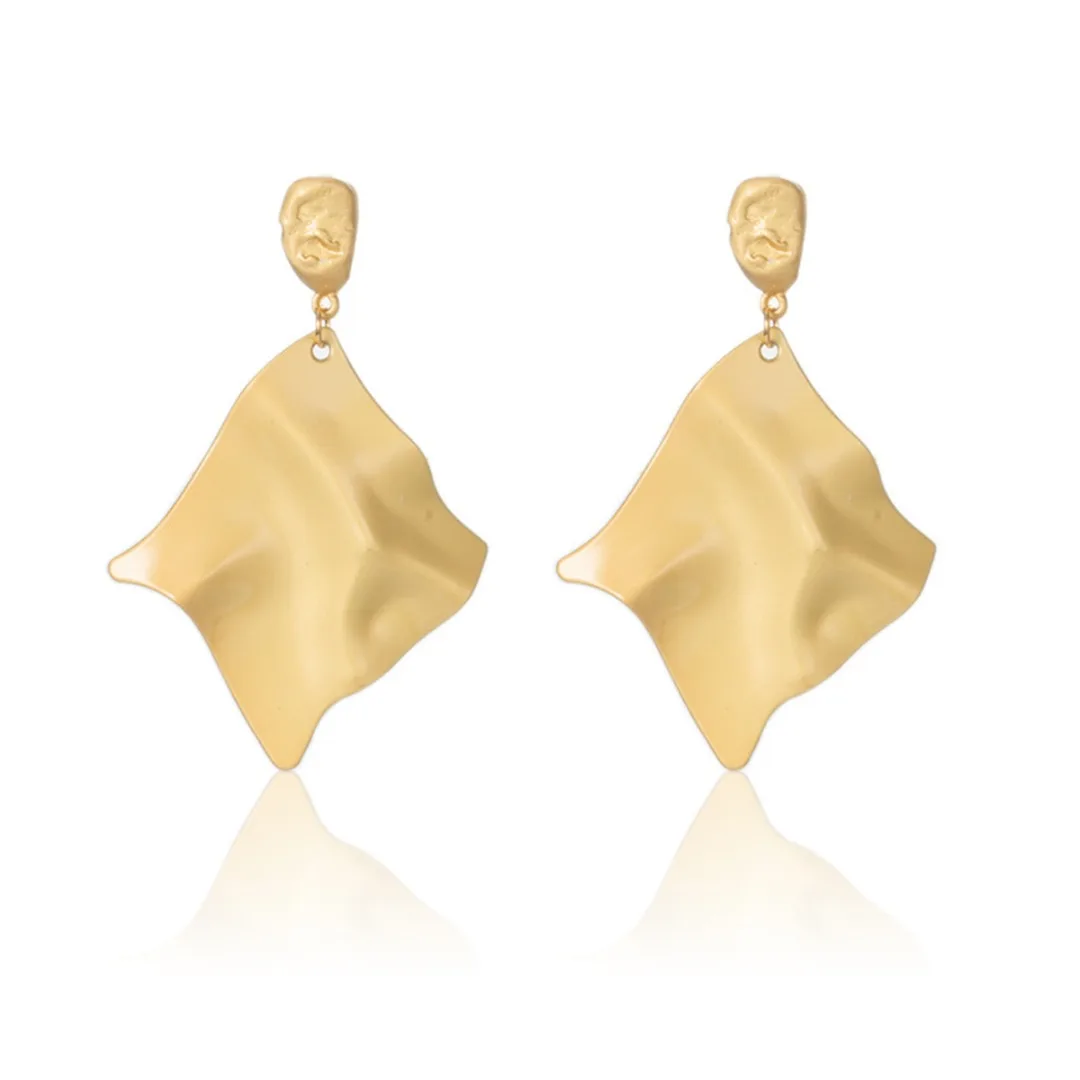 

Punk Gold Color Irregular Square Earring For Women Party Jewelry Shellhard Charming Rock Temperament Mirror Long Earring