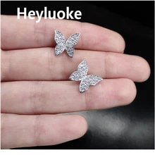 HEYLUOKE Роскошные красочные бабочки реального чистый 925 пробы серебряные ювелирные изделия кубического циркония камень серьги Модные женские