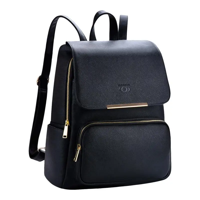 

Concise Womens Backpack Leisure PU Leather School Bagpack For Girls Teens Female Backpacks Travel Black Rucksack