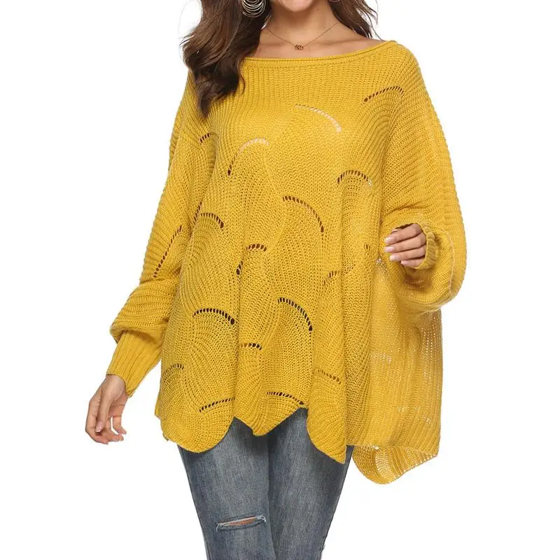 2019 Women Knitted Sweater Cloak Loose Shawl Pullover Autumn Winter Sweater Hook Flowers Plus Size Women Streetwear Poncho 2019 Women Knitted Sweater Cloak Loose Shawl Pullover Autumn Winter Sweater Hook Flowers Plus Size Women Streetwear Poncho