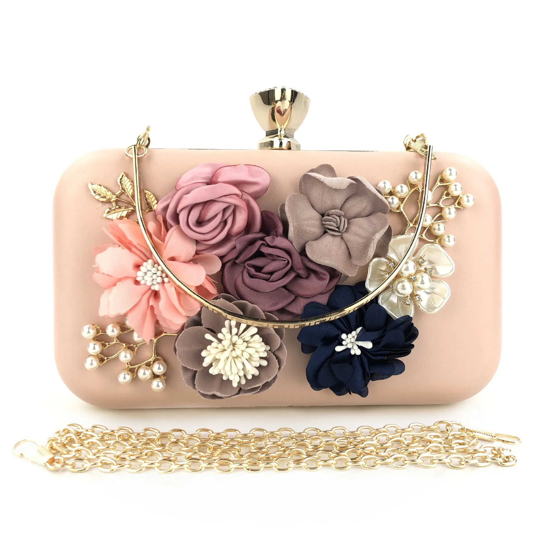 

Fashion Women Leather Evening Bag Dinner Party Lady Wedding Flower Clutch Purse