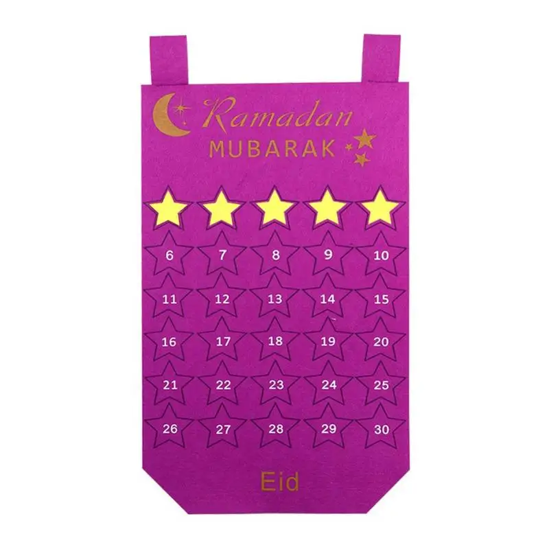 

EID Mubarak Kareem Countdown Felt Calendar Gold Star Sticker Wall Hanging Muslim Balram DIYRamadan Party Decoration
