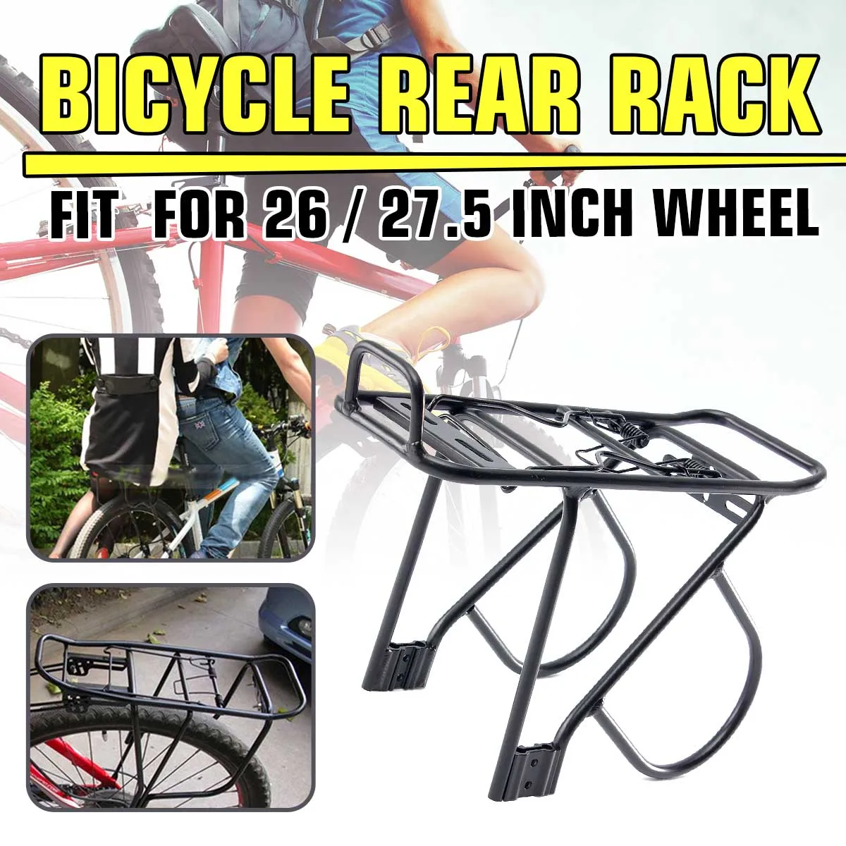 26/'/'-27/'/'Chrome Rear Bike Rack Carrier Spring Mountain Touring Bicycle Universal