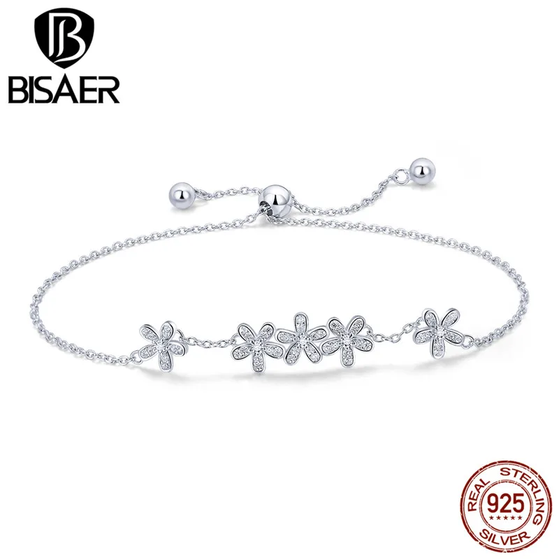 

Silver Bracelet for Women 925 Sterling Silver Dazzling Daisy Link Chain Bracelet Fashion Jewelry Luxury Birthday Gift GXB084