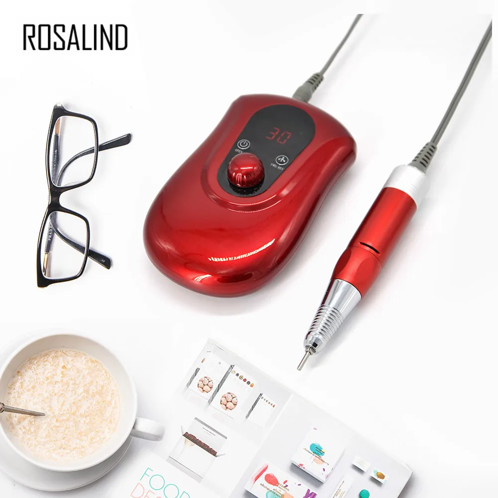 

Rosalind 30000RMP Nail Drill Manicure Set File Red Nail Pen Machine Set Kit With EU Plug Battery Portable Nail Grinding Machine