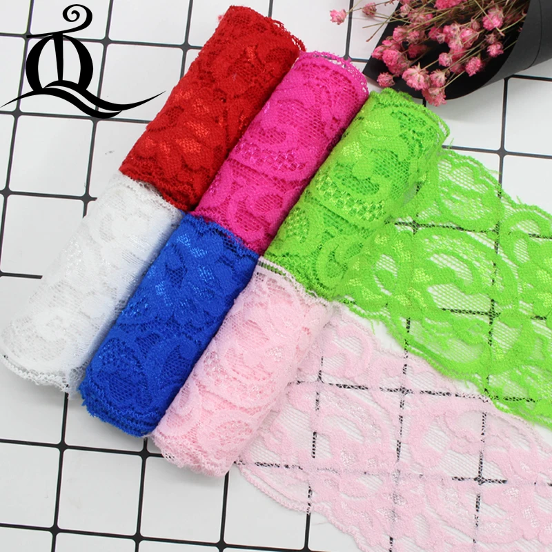 

5yards/lot fashion Width 8cm 18colors Black White Elastic Lace Ribbon Fabric DIY Garment Accessories Sewing Trim Wedding Lace