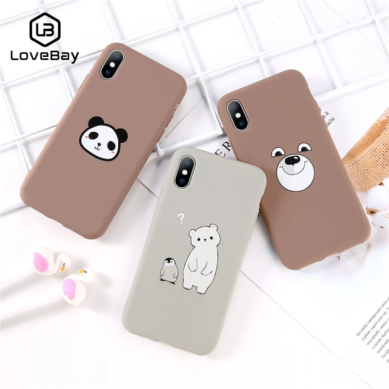 Lovebay Телефон чехол для iPhone 6 6s 7 8 Plus X XR XS Max Модный милый мультфильм Медведь Кролик