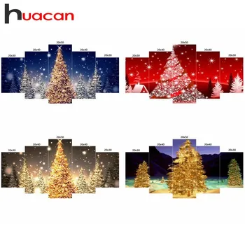 

Huacan Diamond Painting Full Square Multi-picture Combination Diamond Embroidery Rhinestones Christmas Tree Diamond Mosaic Gift
