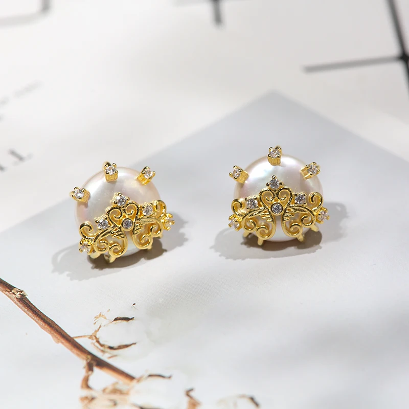 

Vanssey Fashion Vintage Jewelry Bijoux Round Heart Natural Baroque Pearl Stud Earrings Wedding Accessories for Women 2019 New