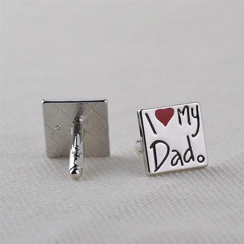 Вечерние запонки для отца I Love My Dad 2 шт. квадратные из сплава мужские папы белые