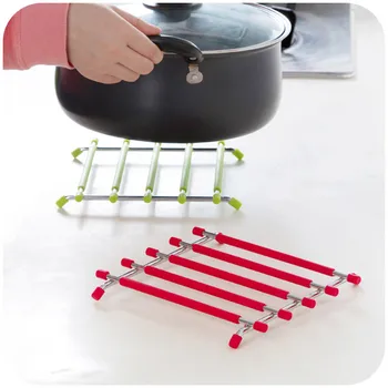 

100pcs/lot Stainless Steel Silicone Mat For Pot Heat Insulation Dining Table Mats Placemats Green Red Pad Placemat Creative