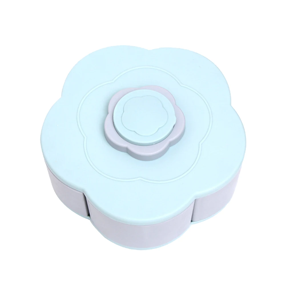 

Petal Shaped Rotating Candy Box Creative Five Compartments Dried Fruit Plate Party Snacks Serving Tray (Jade Green)