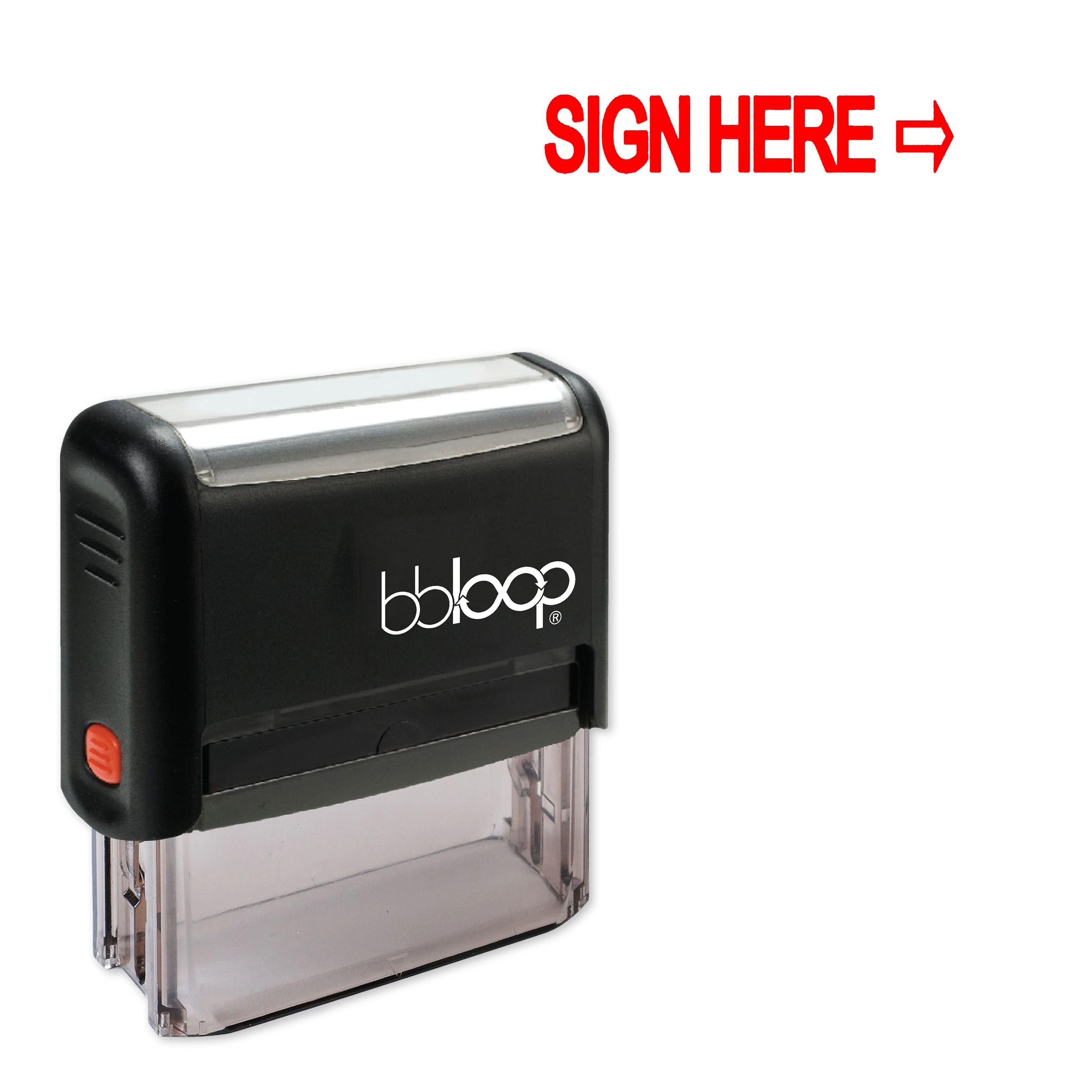 

Bbloop "Sign Here w/Outlined Arrow Pointed Right" Self-Inking Rubber Stamp