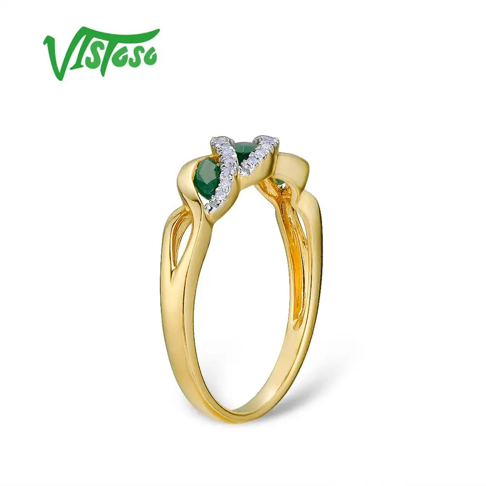 VISTOSO Gold Rings For Women Genuine 14K 585 Yellow Gold Ring Sparkling Diamond Magic Emerald Engagement Rings Fine Jewelry 3