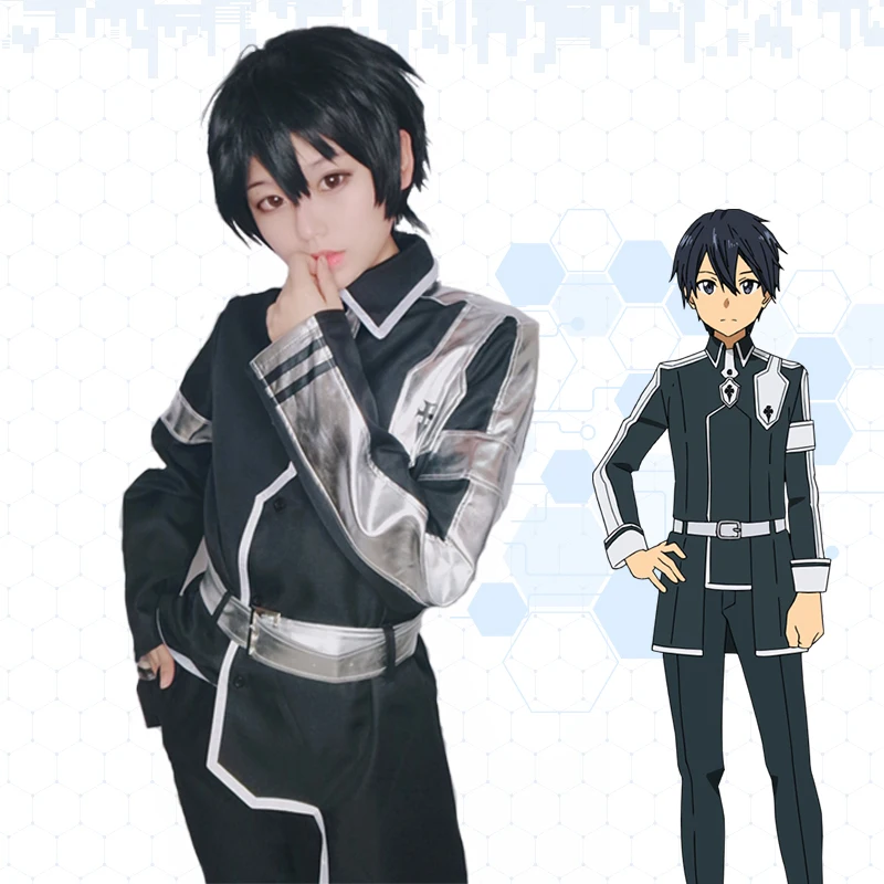 

Milky Way Anime Sword Art Online Alicization Kirigaya Kazuto Cosplay Costume long coat belt pants SAO Cosplay Battle Suit
