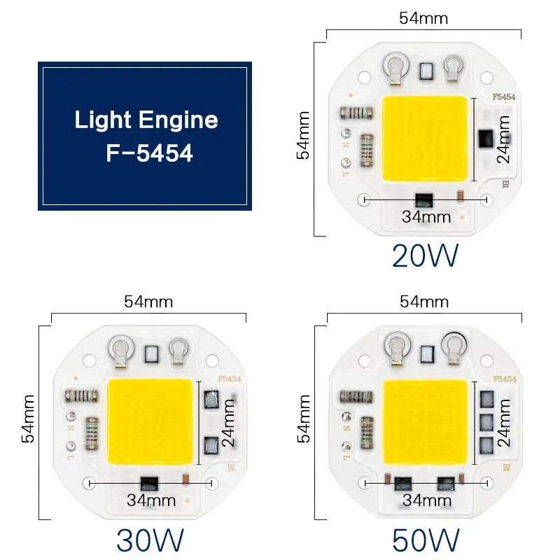 Светодиодный чип COB 20 Вт 30 Вт 50 Вт Защита от перенапряжения умный IC 220 В светодиодный чип для DIY светодиодный прожектор светодиоды без необходимости драйвера