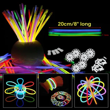 

100 Pcs Party Fluorescence Light Glow Sticks Bracelets Necklaces Neon For Wedding Party Glow Sticks Bright Colorful Glow Sticks