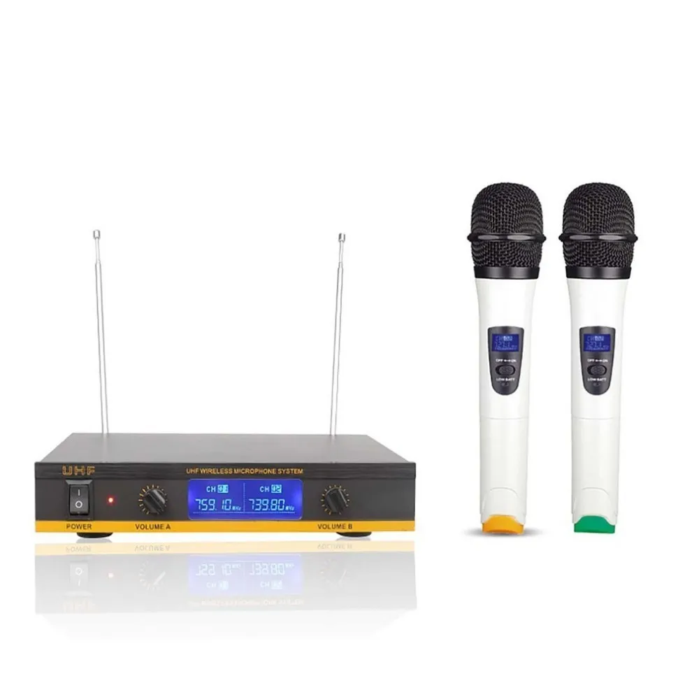 

Professional Dual Wireless Microphone System Stage Performances Wireless Microphone Handheld Wireless Dynamic Microphone