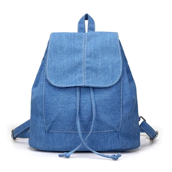 

MYTL New Canvas Women Backpack Drawstring School Bags For Teenagers Girls Small Backpack Female Rucksack(Blue)