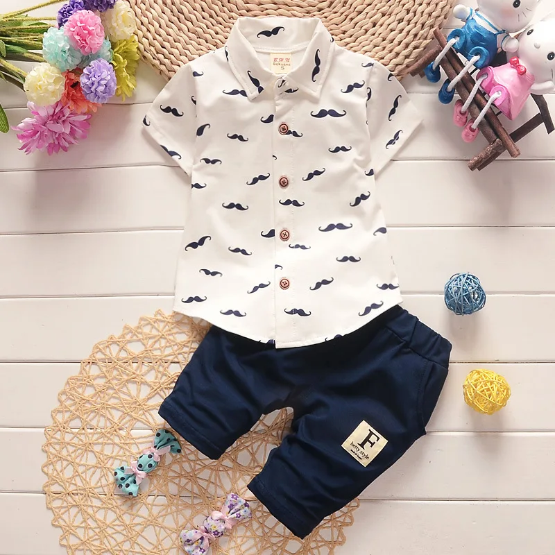 New Baby Outfit Top and Top Baby Boy Clothing Set Summer Cotton Short Sleeve Romper Tops+Shorts Infant Boys Outfits Toddler Boy Clothes Red
