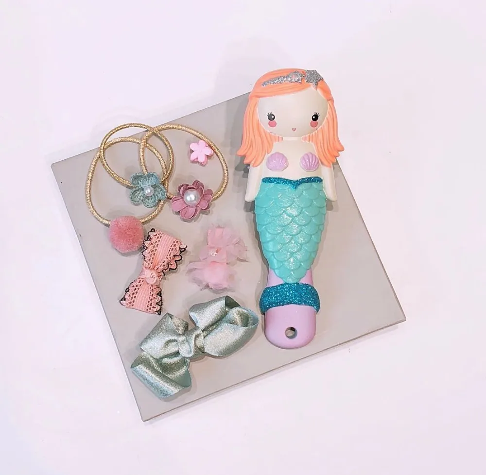 Disney Comb Headwear Head Rope Set The Frozen Elsa Snow White Ariel Cartoon Princess Comb New Year Lovely Gift